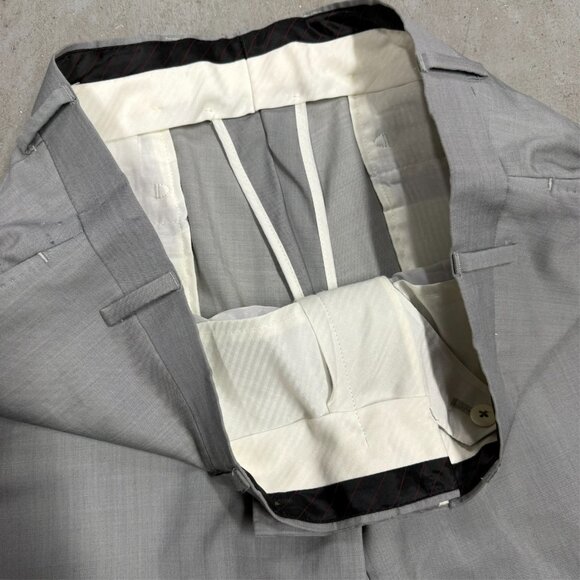 Mens Light Grey Dress Pants Wool Trousers 34x30 - Picture 3 of 8